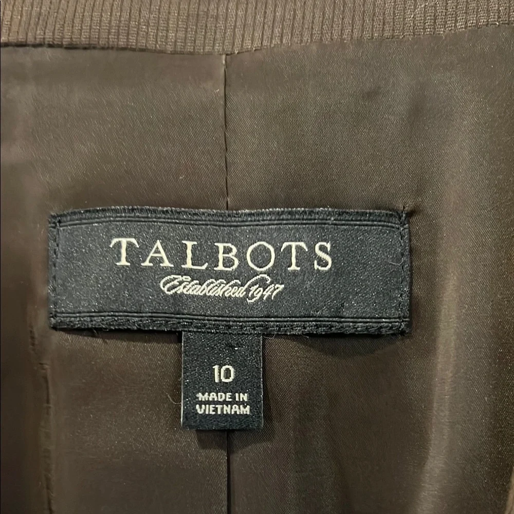 Talbots Chocolate Brown One button cotton classic blazer size 10 - Picture 4 of 13
